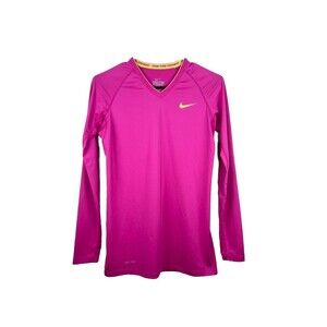 Nike Women's SMALL Dri-Fit Combat Pro Running T Shirt Long Sleeve Pink Gym Top